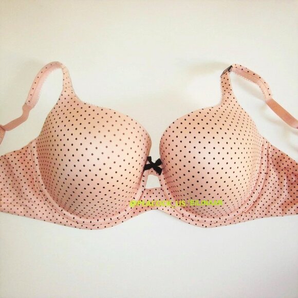 38DD/XL Victoria's Secret Body by Victoria Lined Demi Bra Set Bikini Peach Dot - Picture 4 of 11